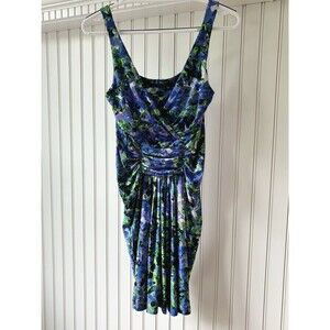 Y2K Roberto Cavalli Nylon Mini Dress SZ 44 Abstract Print Slinky Statement Italy